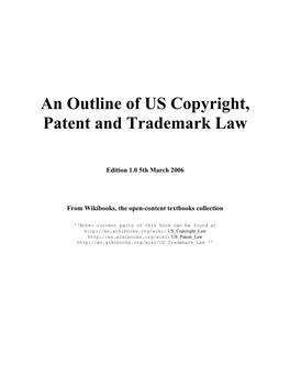 US Copyright, Patent and Trademark Law