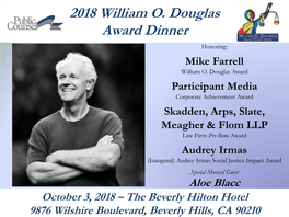 2018 William O. Douglas Award Dinner Honoring: Mike Farrell William O