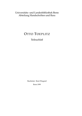 Otto Toeplitz