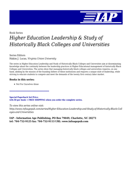 Higher Education Leadership & Study of Historically Black Colleges