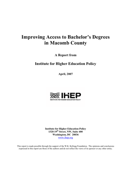 Improving Access to Bachelor's Degrees in Macomb County