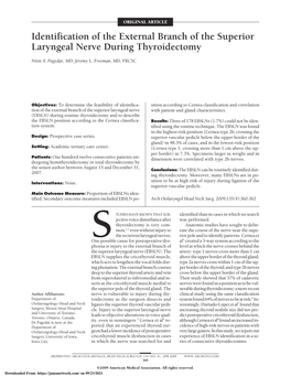 Identification of the External Branch of the Superior Laryngeal Nerve During Thyroidectomy