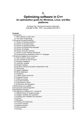 1. Optimizing Software in C++ an Optimization Guide for Windows, Linux, and Mac Platforms