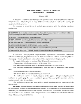 Readiness of Target Libraries in Stage 2009 for Receiving Ict Equipment