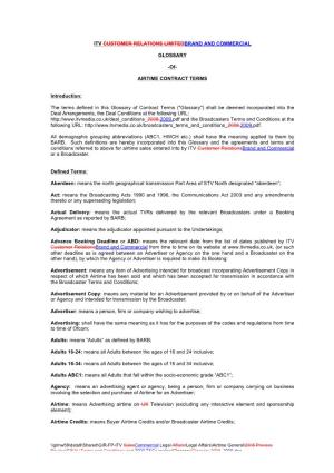 AIRTIME CONTRACT TERMS Introduction