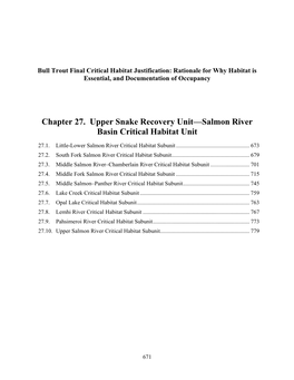 Chapter 27. Upper Snake Recovery Unit—Salmon River Basin Critical Habitat Unit