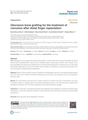 Olecranon Bone Grafting for the Treatment of Nonunion After Distal Finger Replantation