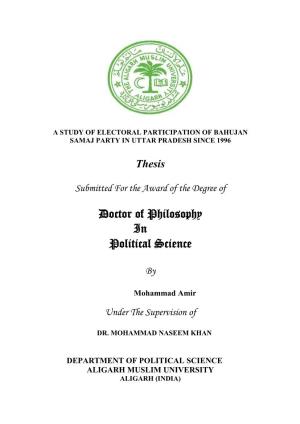 Doctor of Philosophy in Political Science