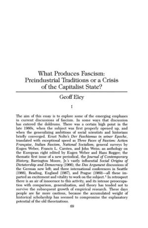 What Produces Fascism: Preindustrial Traditions Or a Crisis of the Capitalist State? Geoffeley