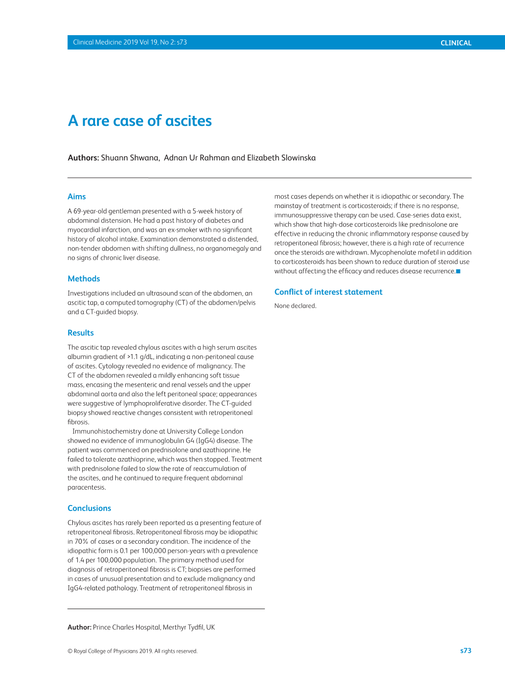 A Rare Case of Ascites