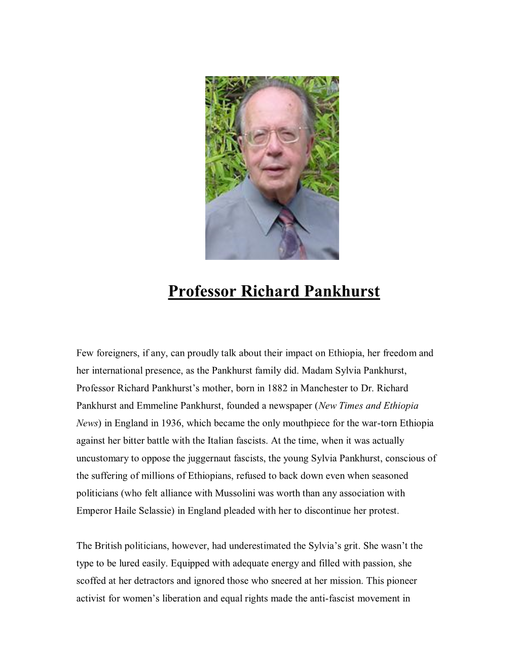 Professor Richard Pankhurst