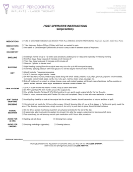 POST-OPERATIVE INSTRUCTIONS Gingivectomy