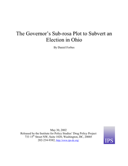The Governor's Sub-Rosa Plot to Subvert an Election in Ohio