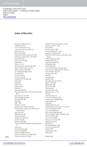 Index of Film Titles