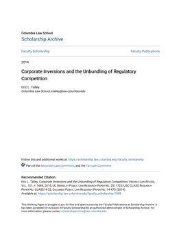 Corporate Inversions and the Unbundling of Regulatory Competition