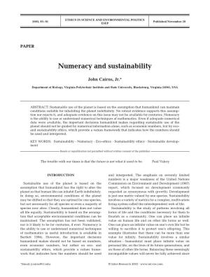 Numeracy and Sustainability