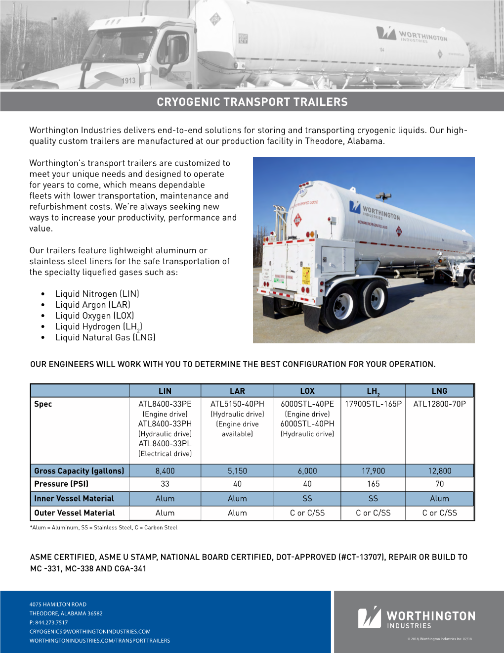 Cryogenic Transport Trailers