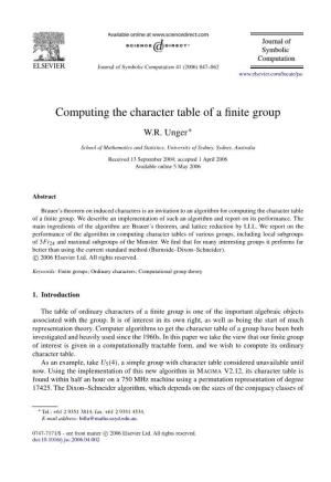 Computing the Character Table of a Finite Group