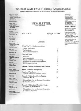 WORLD WAR TWO STUDIES ASSOCIATION (Formerly American Committee on the History O/The Second World War)