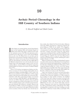 Archaic Period Chronology in the Hill Country of Southern Indiana