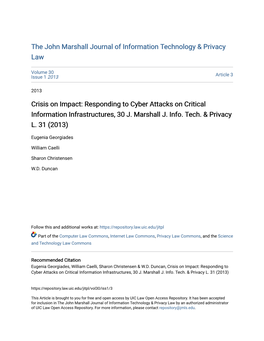 Crisis on Impact: Responding to Cyber Attacks on Critical Information Infrastructures, 30 J