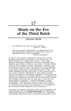Music on the Eve of the Third Reich