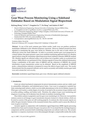 Gear Wear Process Monitoring Using a Sideband Estimator Based on Modulation Signal Bispectrum