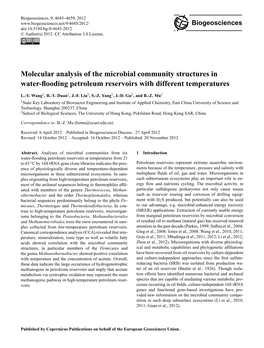 Molecular Analysis of the Microbial Community Structures in Water-ﬂooding Petroleum Reservoirs with Different Temperatures