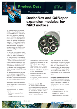 Devicenet and Canopen Expansion Modules for MAC Motors