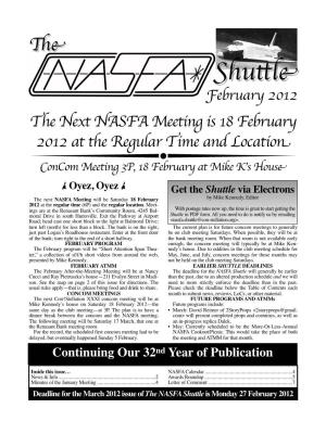 February 2012 NASFA Shuttle