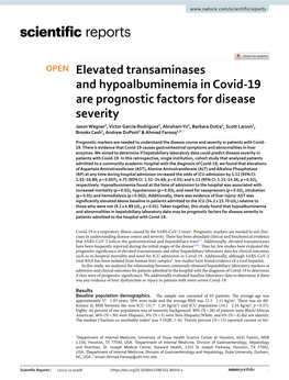 Elevated Transaminases and Hypoalbuminemia in Covid-19 Are Prognostic Factors for Disease Severity
