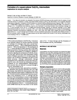 Formation of a Square-Planar Co(L) B12 Intermediate Implications for Enzyme Catalysis