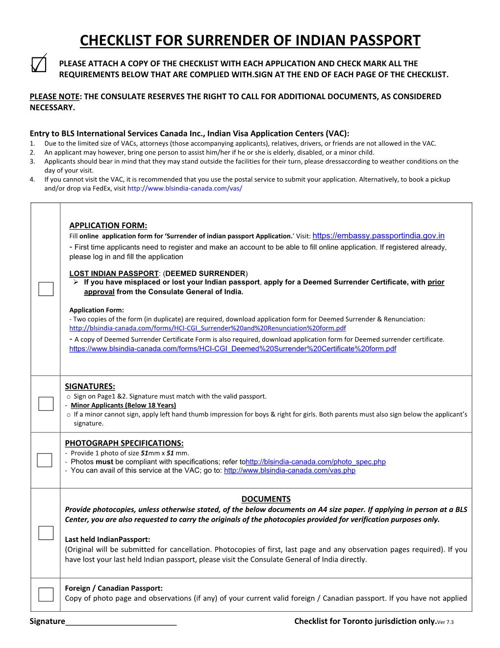 Checklist For Surrender Of Indian Passport DocsLib