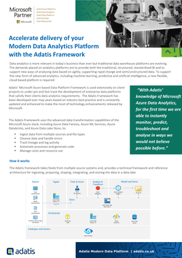 Accelerate Delivery of Your Modern Data Analytics Platform with the Adatis Framework