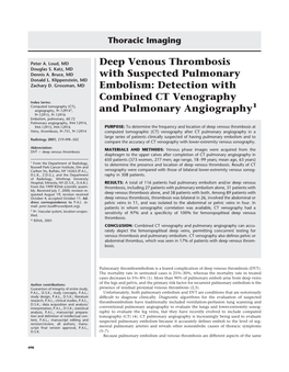 Deep Venous Thrombosis with Suspected Pulmonary Embolism