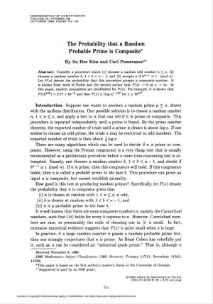 The Probability That a Random Probable Prime Is Composite*