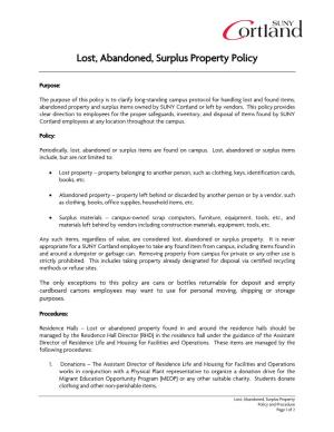 Lost, Abandoned, Surplus Property Policy