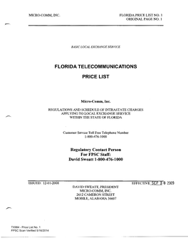 Florida Telecommunications Price List
