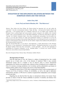 Evolution of the Diplomatic Relations Between the European Union and the Vatican