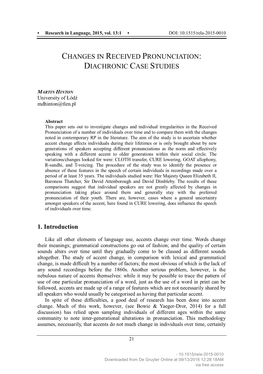 Changes in Received Pronunciation: Diachronic Case Studies