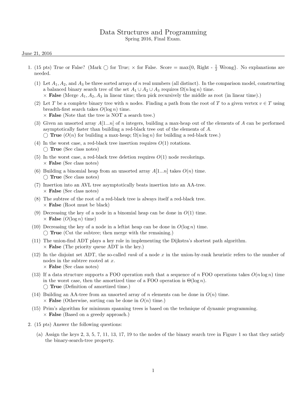 Data Structures and Programming Spring 2016, Final Exam