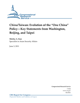 “One China” Policy—Key Statements from Washington, Beijing, and Taipei