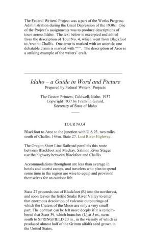 Idaho – a Guide in Word and Picture Prepared by Federal Writers’ Projects