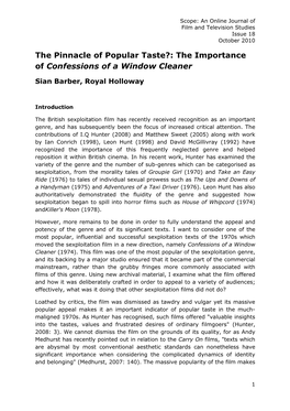 The Importance of Confessions of a Window Cleaner