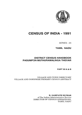 District Census Handbook, Pasumpon Muthuramalinga Thevar, Part XII-A