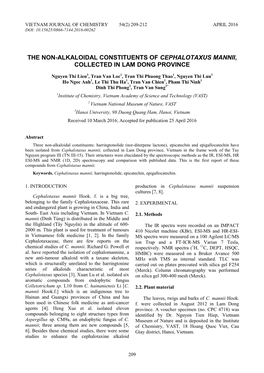 The Non-Alkaloidal Constituents of Cephalotaxus Mannii, Collected in Lam Dong Province