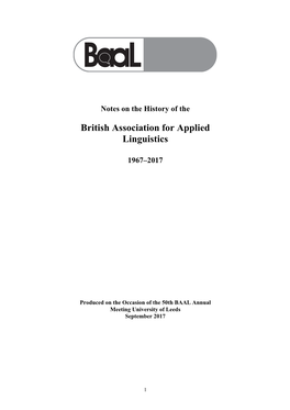 Notes on the History of the British Association for Applied Linguistics 1967–2017