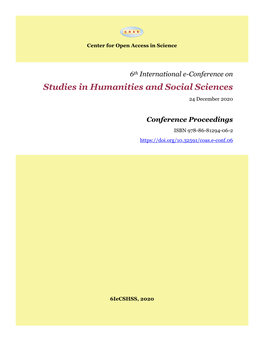 Studies in Humanities and Social Sciences 24 December 2020