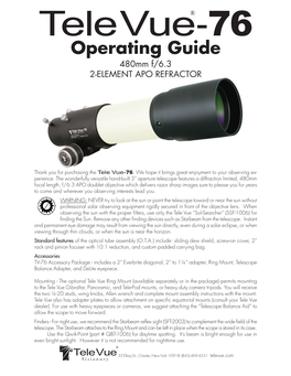 Tele Vue-76 Operating Guide