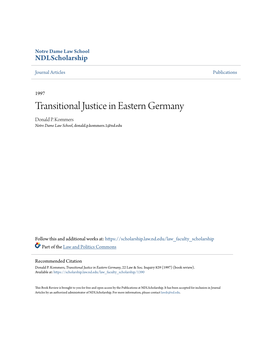 Transitional Justice in Eastern Germany Donald P